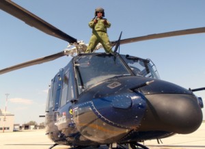 2Lt Steve Barnes on the Outlaw Helicopter