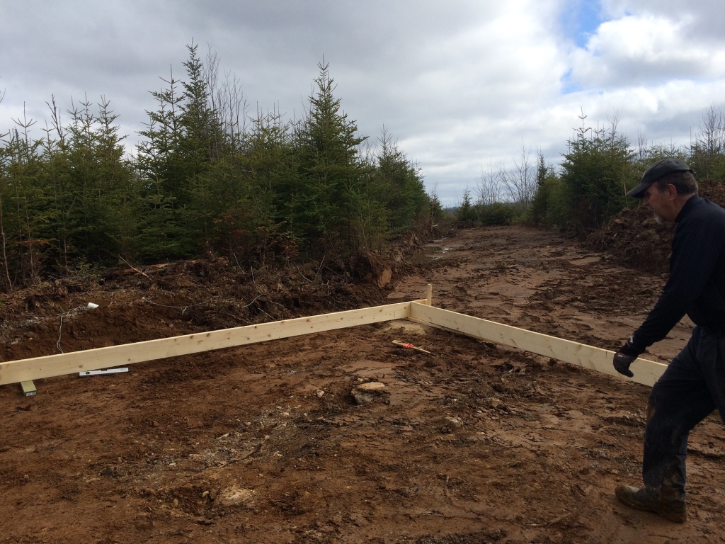 The beams for the off grid cabin foundation