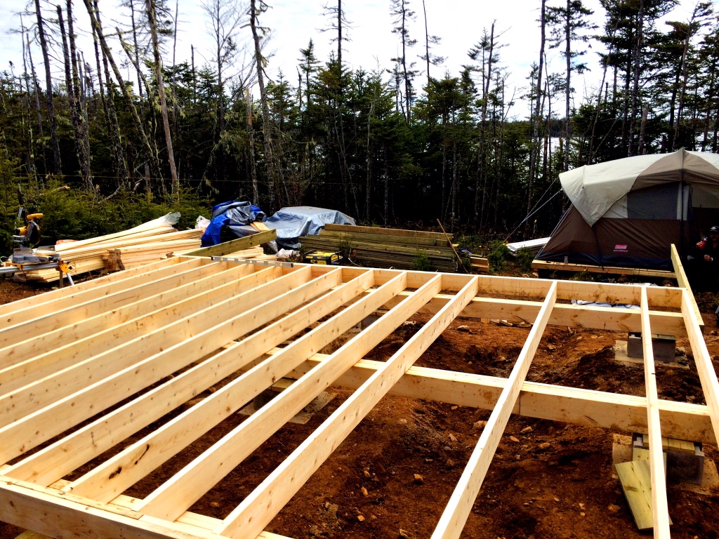 Starting the floor joist for the off grid cabin