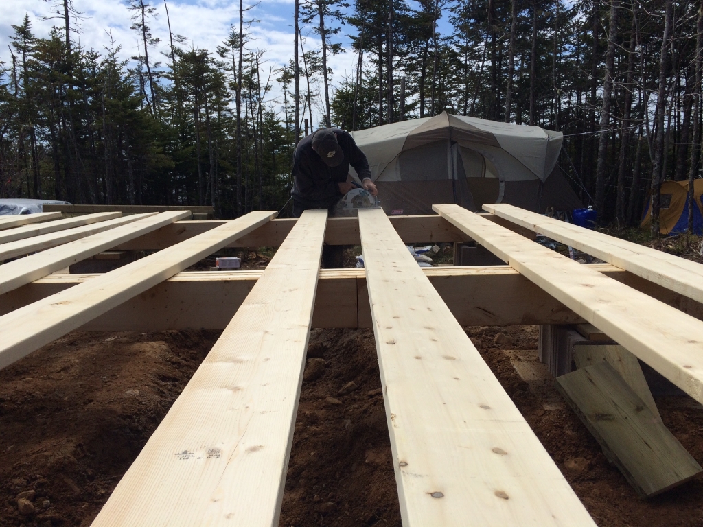 off grid cabin floor joist boards