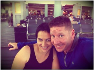 Steve and Mireille at the airport