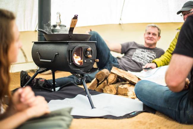 Camping With Steve - Winter Camping With Wood Stove In Ice Fishing