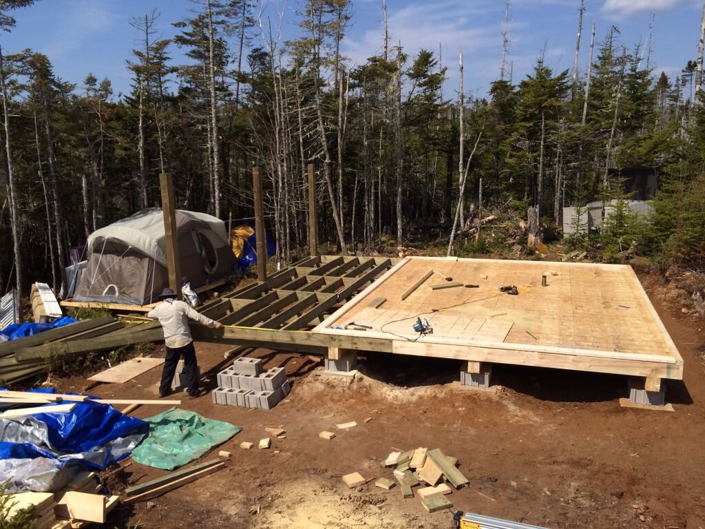 Cabin front deck measuring for decking