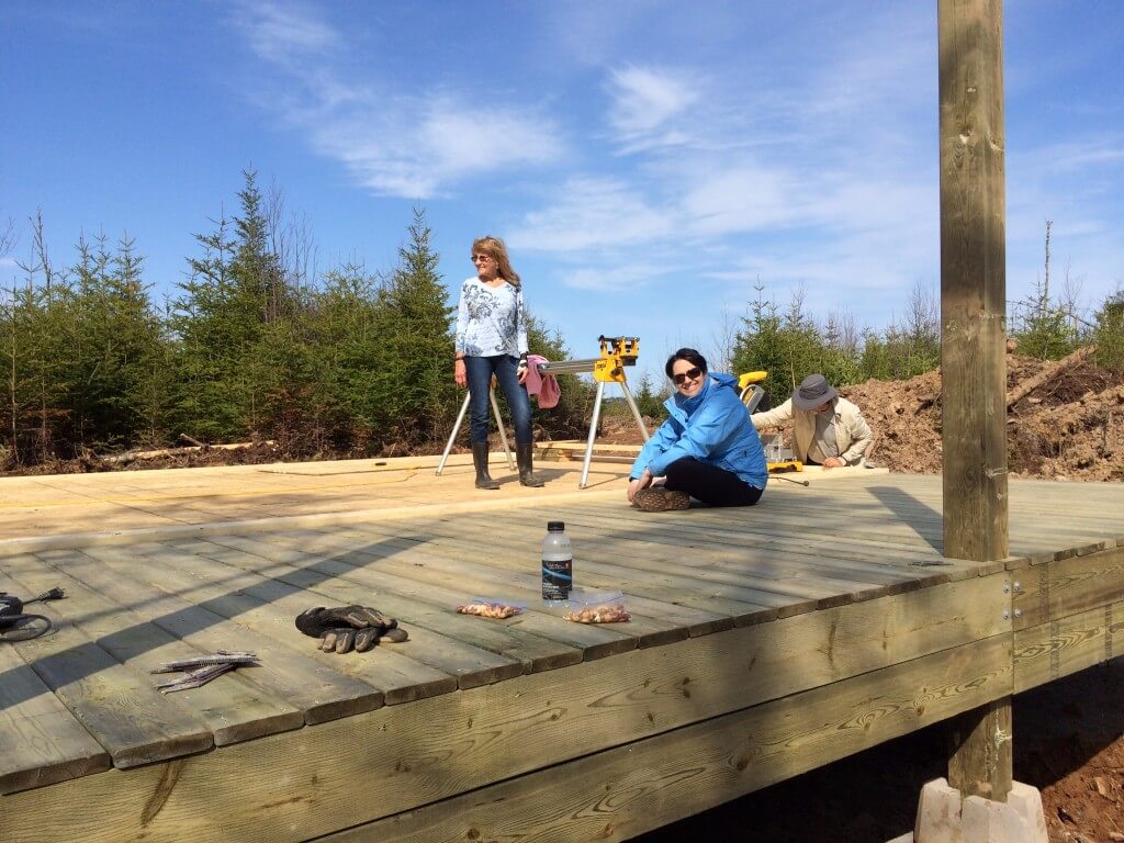 Cabin front deck pressure treated decking finished