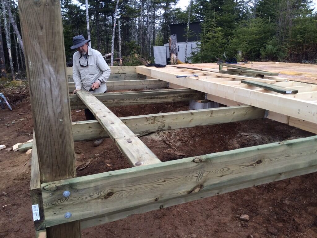 Cabin front deck subfloor framing 2