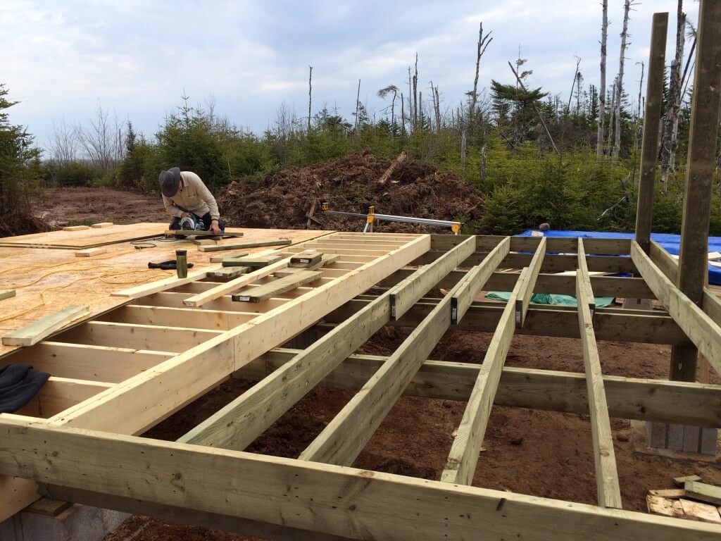Cabin front deck subfloor framing 4