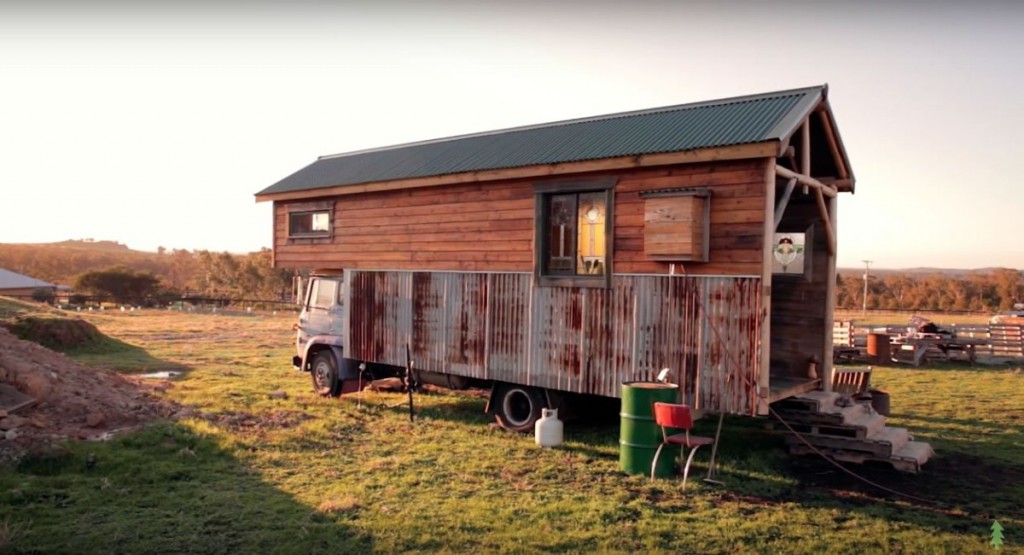 The Off Grid Handmade House Truck at Sunset