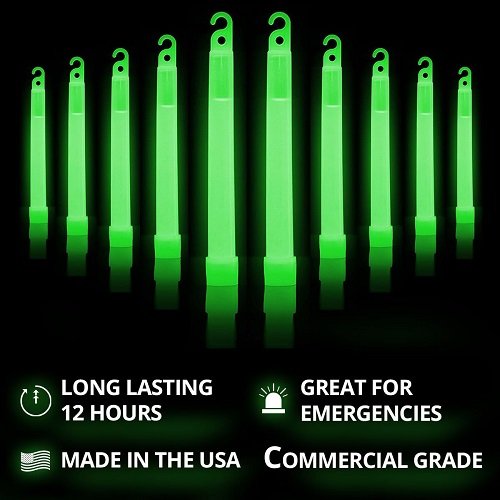 Cyalume Green Glow Sticks - Premium Bright 6” SnapLight Sticks with 12 Hour Duration (10 Pack)