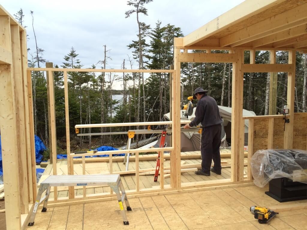 Framing The Off Grid Cabin front wall
