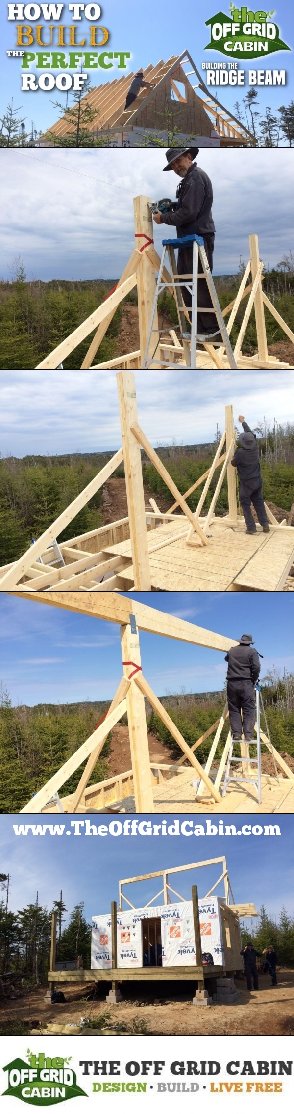 The Off Grid Cabin How To Build The Perfect Roof Ridge Beam Pinterest Image