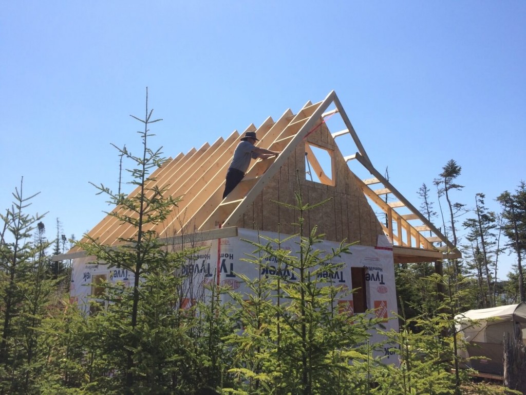 The Off Grid Cabin Rafter Design from the rear