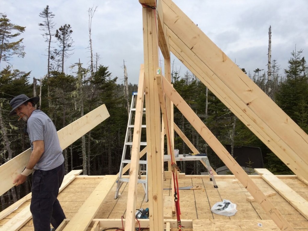 The-Off-Grid-Cabin-Rear-Roof-Rafters-Installed