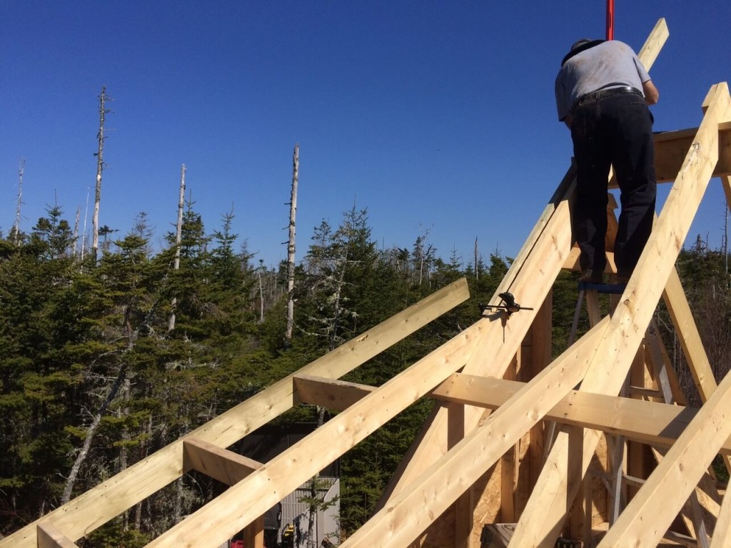 Beginning-The-Off-Grid-Cabin-Roof-Rake-Ladder-Main-Cabin-West-Side