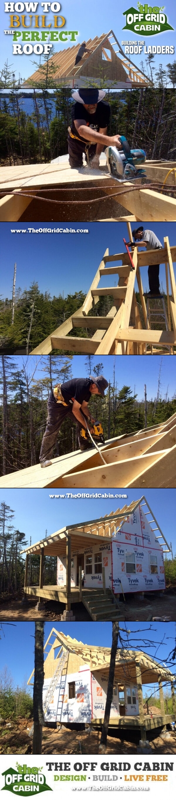 The Off Grid Cabin How To Build The Perfect Roof Rake Ladder Pinterest Image