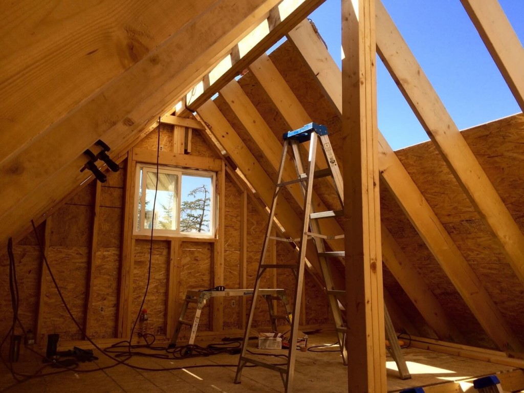 The-Off-Grid-Cabin-Roof-OSB-Sheathing-Loft-almost-done