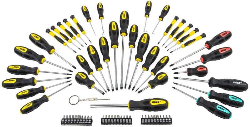 JEGS 69 piece Magnetic Screwdriver set Awls Torx Square Phillips Slotted Bits