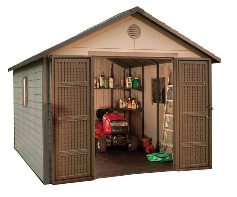 Lifetime Outdoor Storage Shed with Windows and Skylights 11 ft x 11 ft