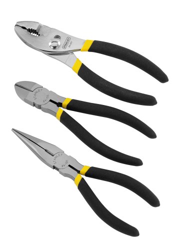Stanley 84-114 3 Piece Basic 6-Inch Slip Joint, 6-Inch Long Nose, and 6-Inch Diagonal Plier Set