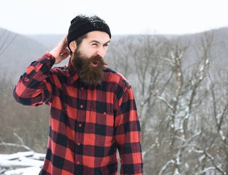 lumberjack scratching head