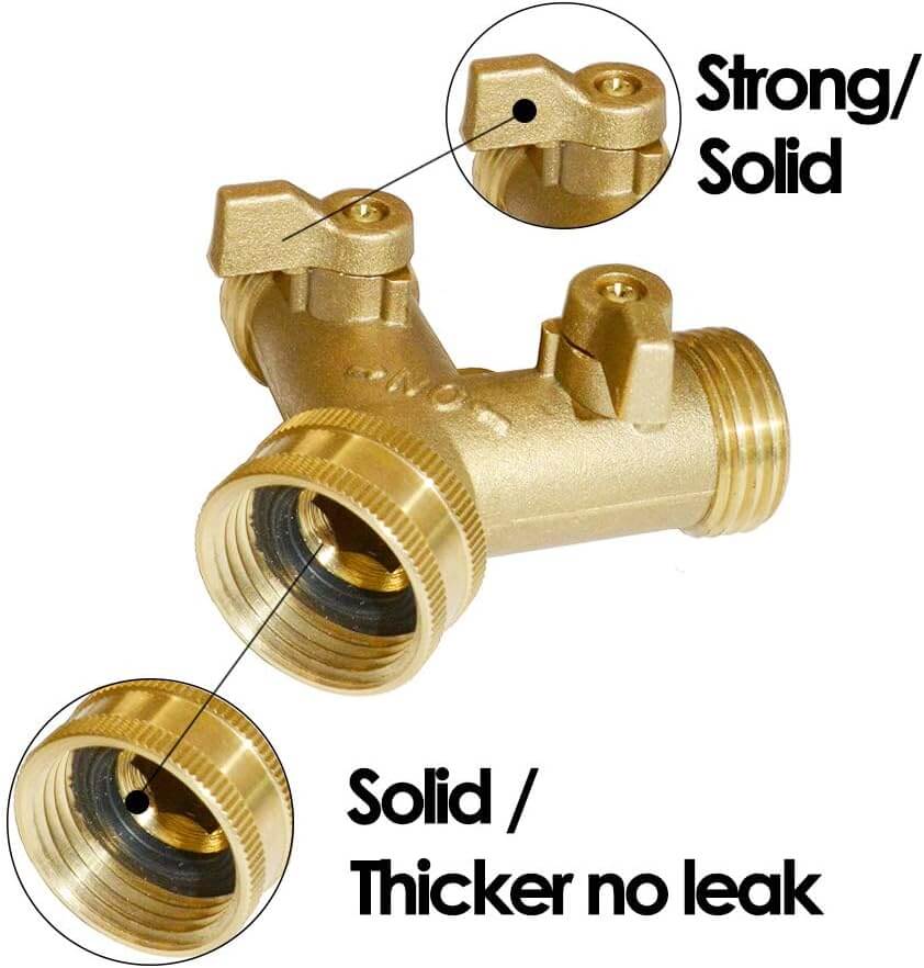 Garden Hose Y Valve Hose Splitter Brass
