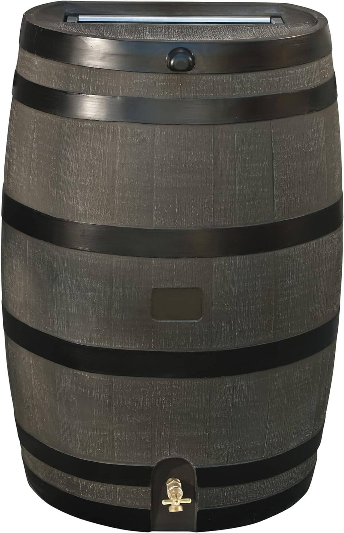 RTS Home Accents Brown and Black Polyethylene 50 Gallon Flat Back Rain Barrel Black Friday