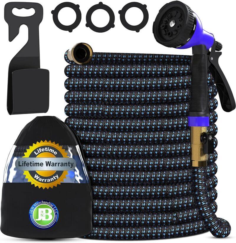 J&B XpandaHose 75ft Expandable Garden Hose with Holder