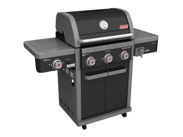 Coleman Revolution 3-Burner Convertible Propane Gas BBQ Grill with Side Shelves