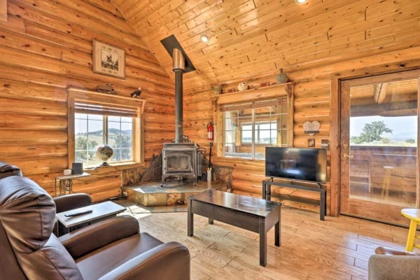 Off Grid Heating With Wood Stove in a Log Cabin
