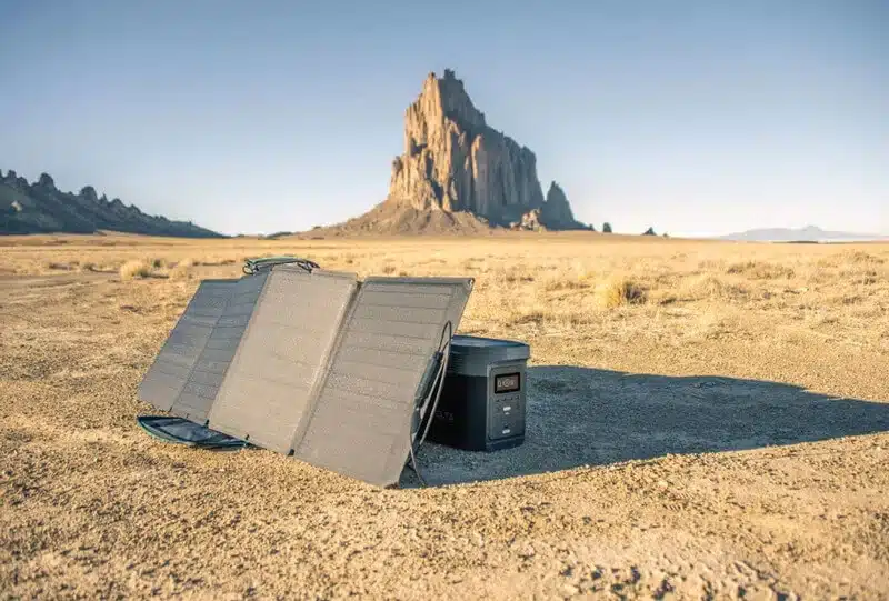 Solar Generator Ecoflow Solar Panels in desert setting