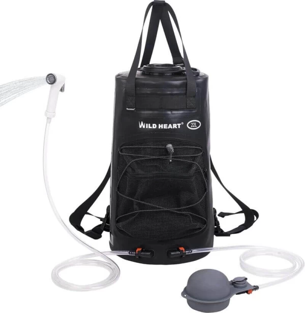 WILD HEART Camping Shower 22L Portable Shower for Camping with Pressure Foot Pump and Hose