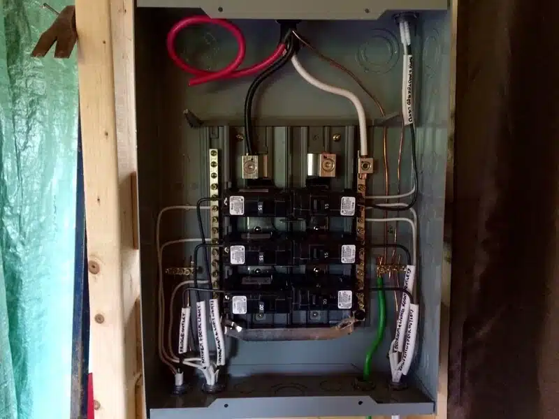 Image of The Off Grid Cabin Electrical Panel wired up