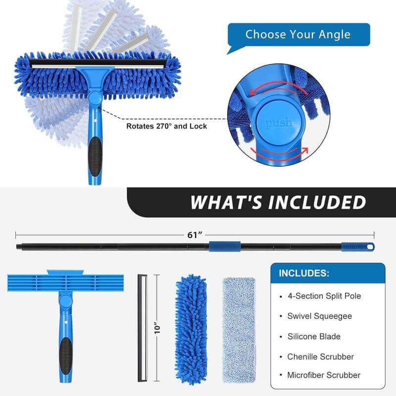 VITEVER Professional Window Squeegee Cleaner Tool with Extension Pole solar panel cleaning